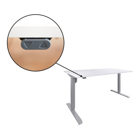 Bureau &agrave; r&eacute;glage en hauteur &eacute;lectrique STIER 501-33 120x80 cm, m&eacute;lamin&eacute; blanc, 68-118 cm