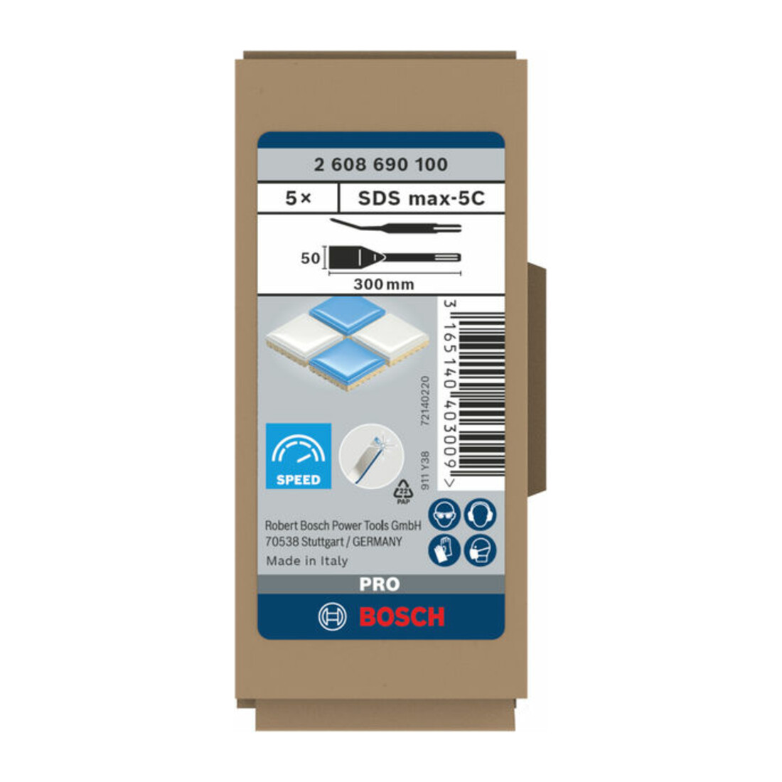 Burin de carrelage Bosch avec support SDS-max, 300 x 50 mm