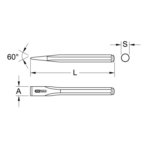 Burin plat en acier inoxydable KS Tools