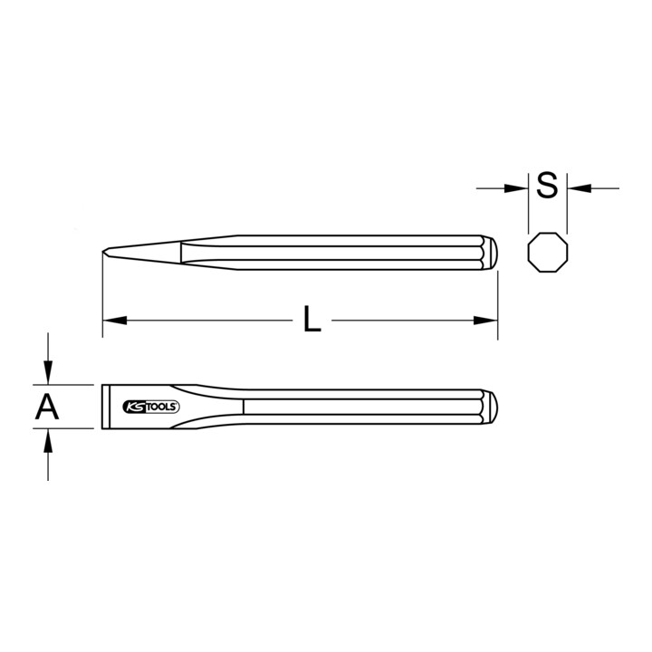 Burin plat KS Tools, 400x25mm
