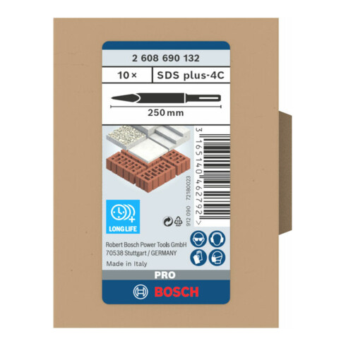 Burin pointu Bosch avec accessoire SDS-plus, 250 mm