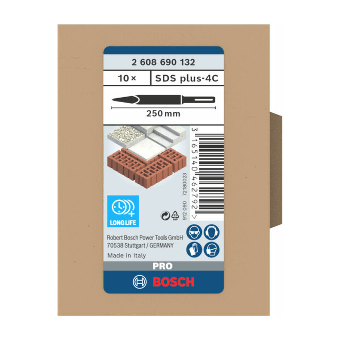 Burin pointu Bosch avec accessoire SDS-plus, 250 mm