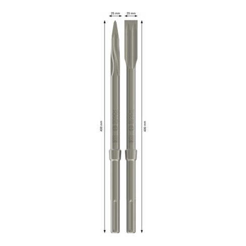 Burins Bosch SDS max set de 4 pièces 400 mm, 400 x 25 mm