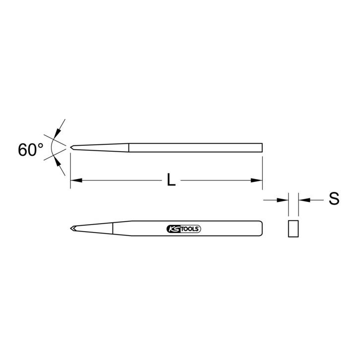 KS Tools Outils Burin à pointe carrée pour carrelage, carré
