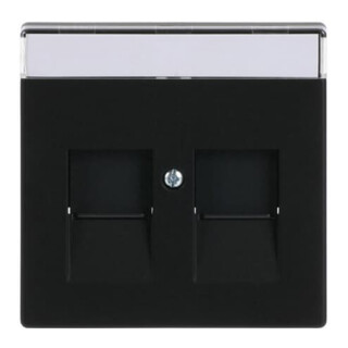 Busch-Jaeger Plaque centrale 1800-885 noir avec Mod.Jack 2Ö champ de marquage 60 × 9 mm