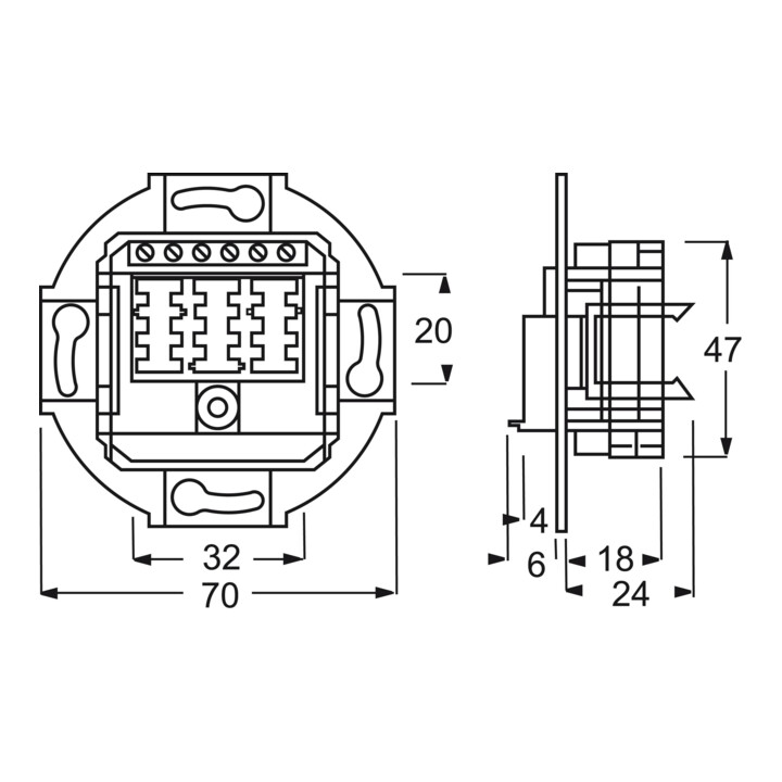 Busch-Jaeger Prise de connexion TAE aws 3x6 NFN 0243/04