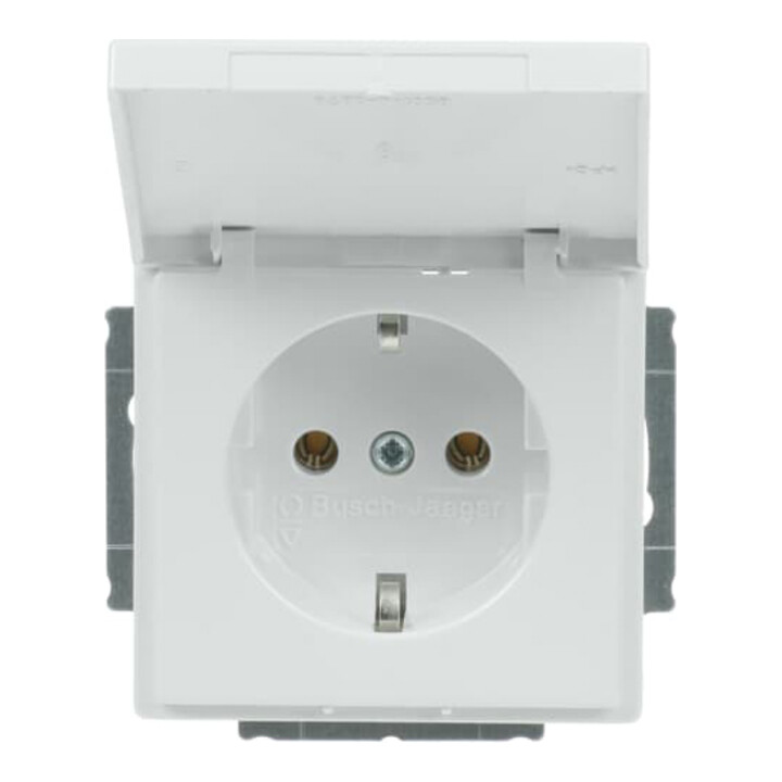 Busch-Jaeger Prise encastrée dav/sws 2PA+E16A avec couvercle rabattable 20 EUK-84