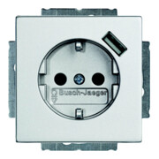 Busch-Jaeger Prise Schuko/USB alusilber 20 EUCBUSB-83-1