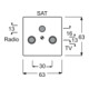 Busch-Jaeger Rosace centrale noire mat pour prise antenne 2 trous 1743-885