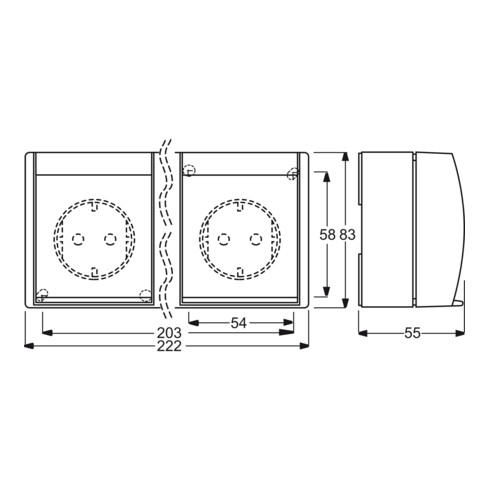 Busch-Jaeger Schuko-Steckdose 3f. waagerecht 2300/3 EW-53