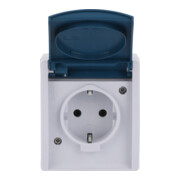 Busch-Jaeger Schuko-Steckdose gr/blgn AP, m.Klappdeckel 20 EW-53-3