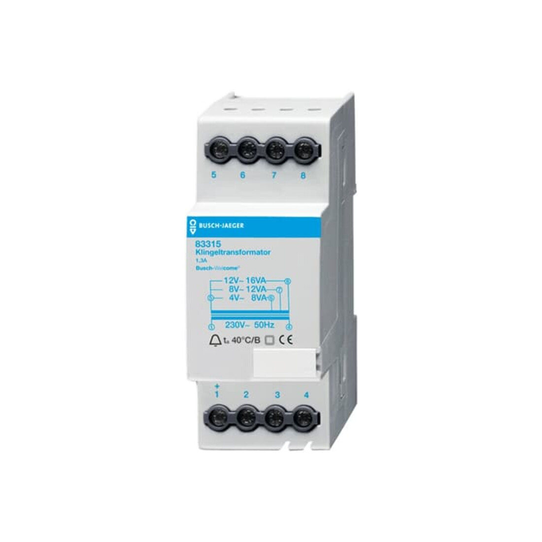 Busch-Jaeger Transformateur de sonnette 12V 1,3A REG 83315
