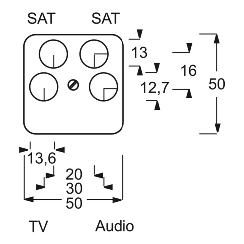 Busch-Jaeger Zentralscheibe aws Antenne, 4-fach 1743/10-04-214