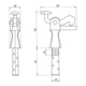Butée de portail 1301/1303/1305 Fonte malléable noire 105mm 15x13mm KWS-3