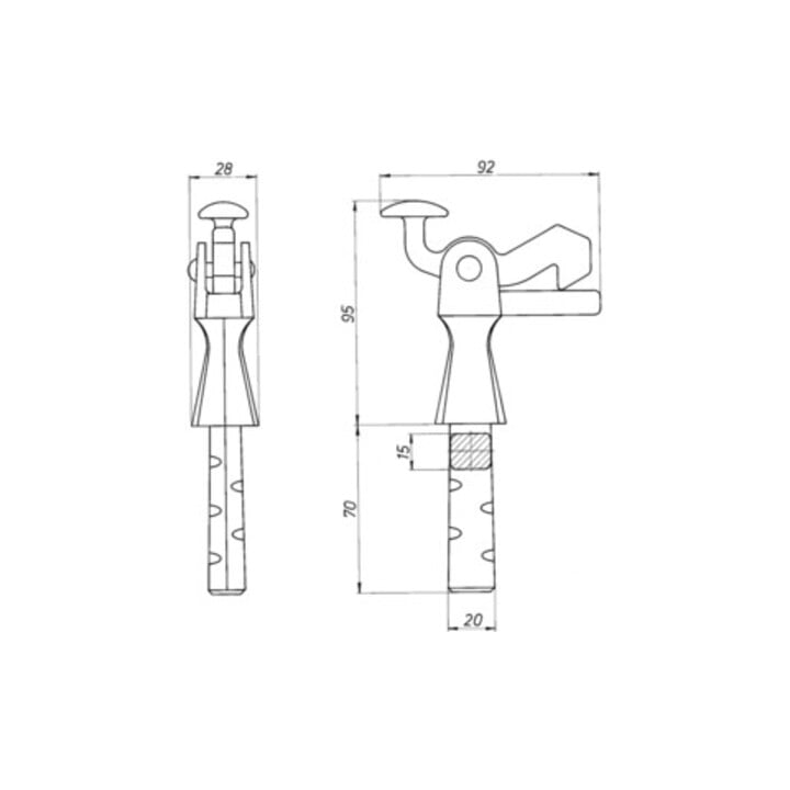 Butée de portail 1301/1303/1305 Fonte malléable noire 105mm 15x13mm KWS