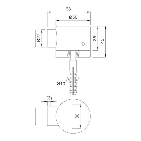 Butée de porte 1015.31 Alu.silver.elox.floor mounting