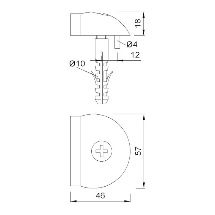 Butée de porte 2001.31 H.18mm LM.silberf.elox.dowel assembly