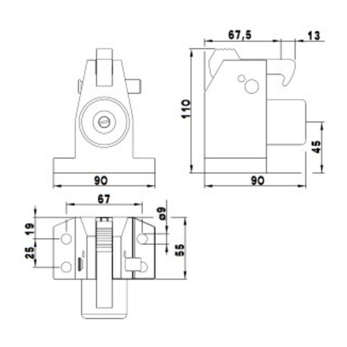 Butoir de porte DENI 3871 0000 22 LM. laqué argent. montage au sol