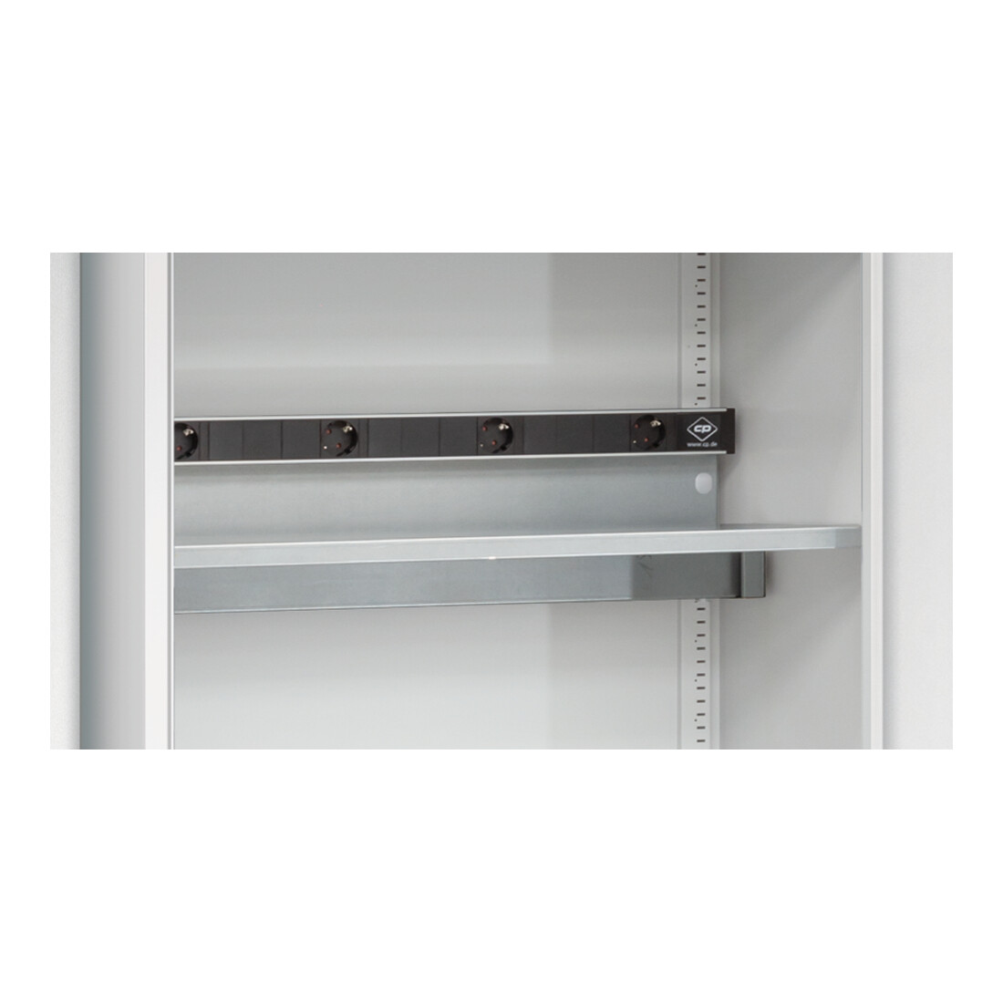 C+P Akku Ladeschrank für 5 E-Werkzeuge, Sichtfenster, H1950xB930xT500mm, Lichtgrau