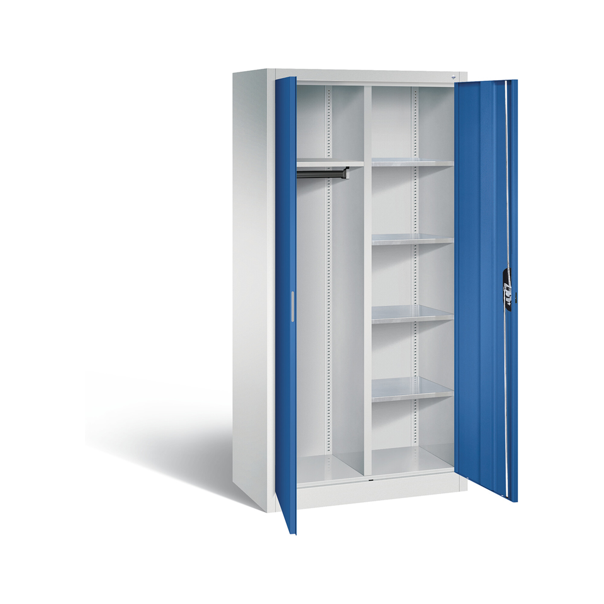 C+P Akten-/Garderobenschrank Acurado, H1950xB930xT500mm, Front Enzianblau, Korpus Lichtgrau (8921-312) ; C + P Möbelsysteme
