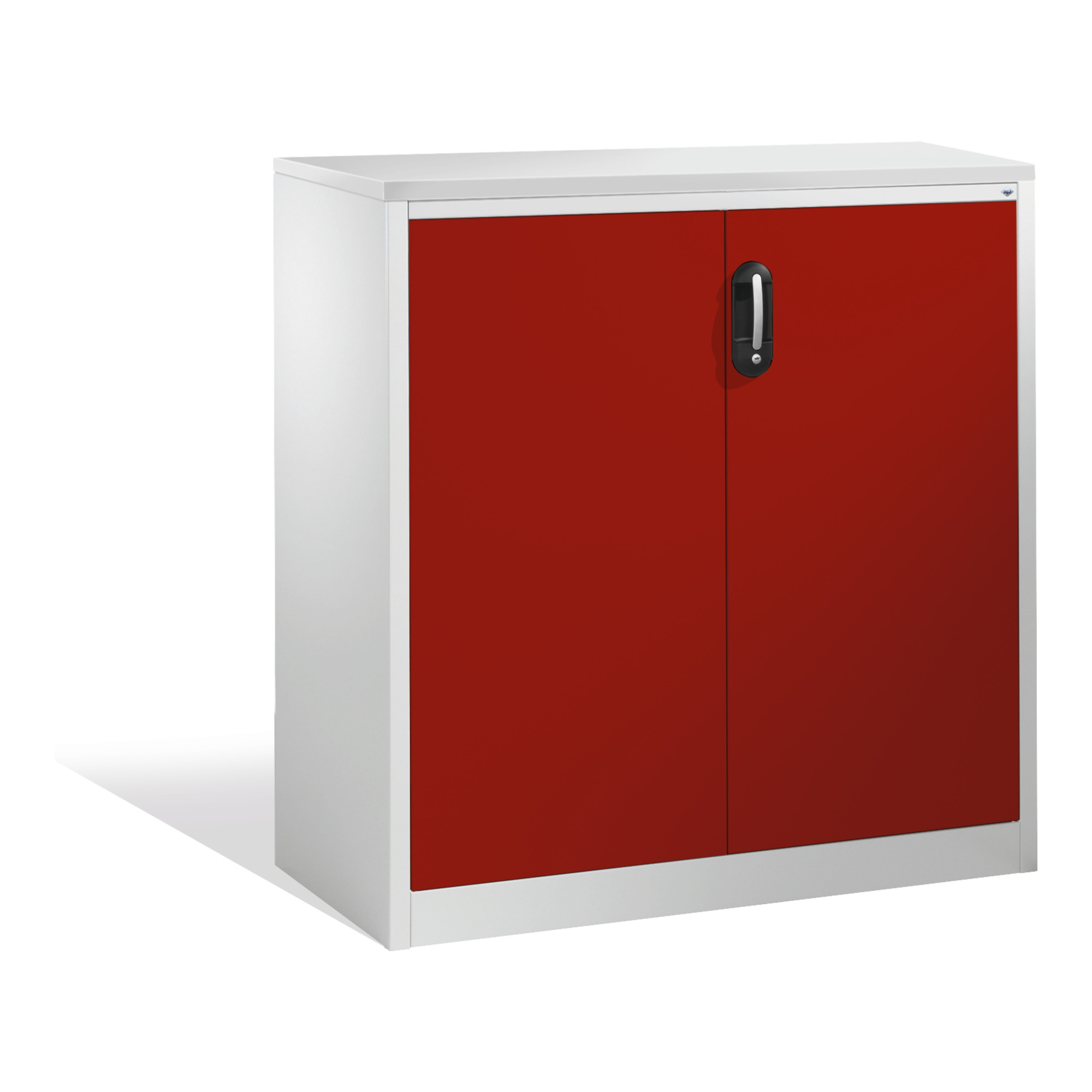 C+P Akten-Sideboard Acurado mit Drehtüren, 3 Ordnerhöhen, H1200xB1200xT500mm Front Rubinrot Korpus Lichtgrau ; C + P Möbelsysteme