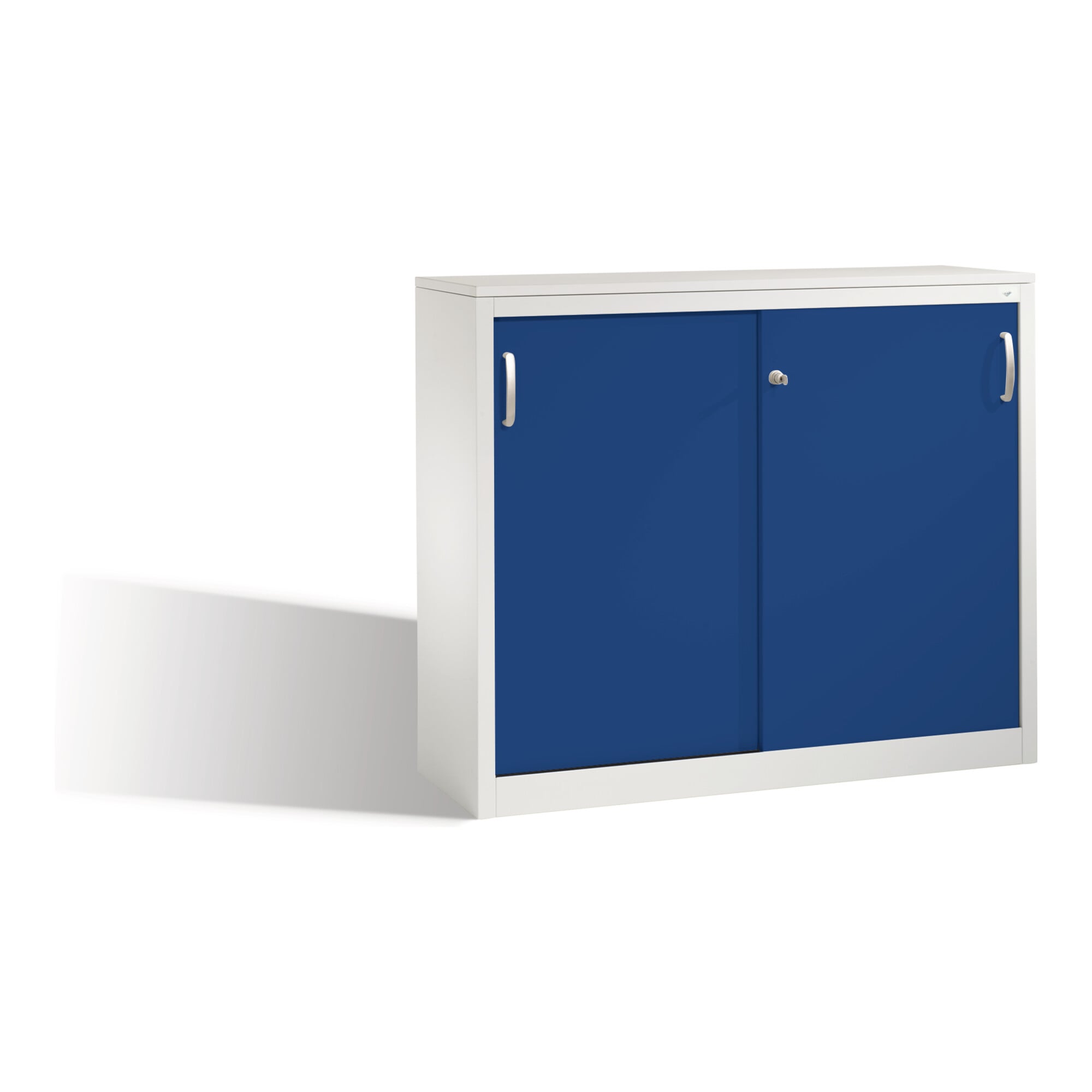 C+P Akten-Sideboard Acurado mit Schiebetüren, 2 Ordnerhöhen, H1000xB1200xT400mm Front Enzianblau Korpus Lichtgrau ; C + P Möbelsysteme