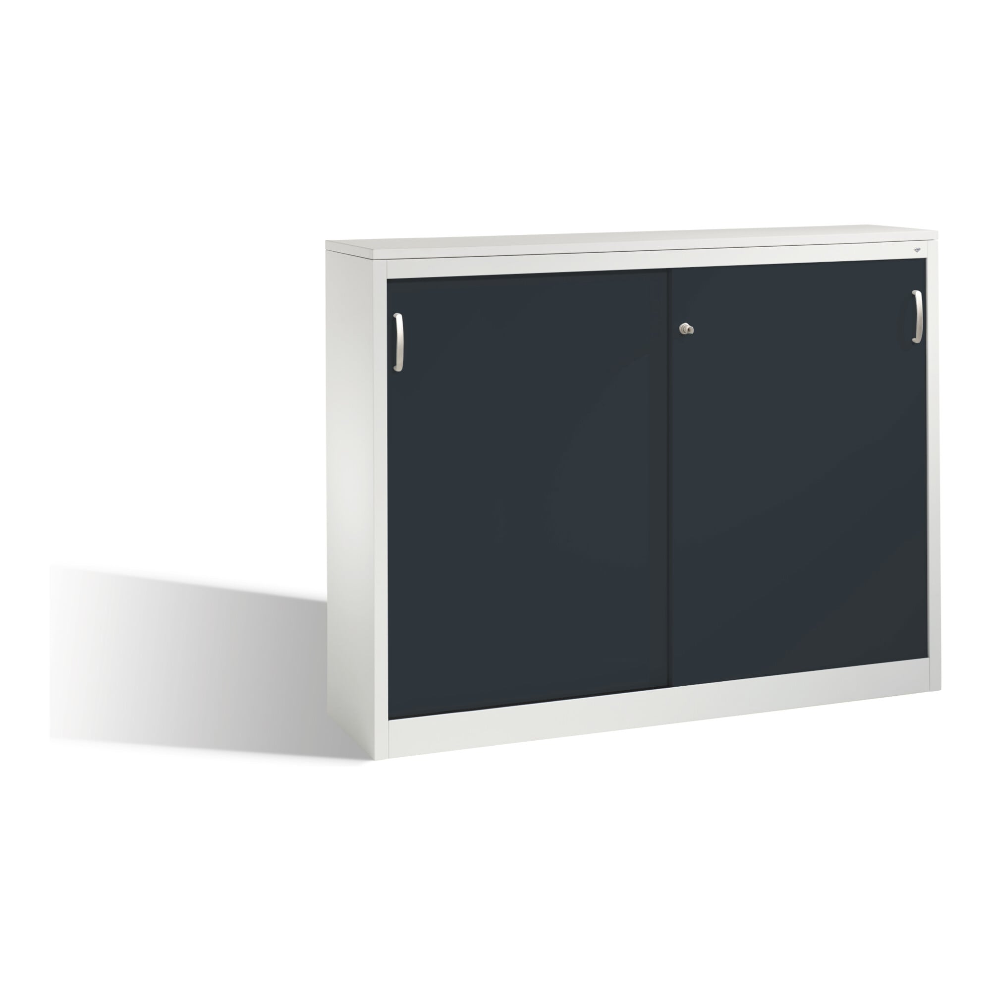 C+P Akten-Sideboard Acurado mit Schiebetüren, 2 x 3 Ordnerhöhen, H1200xB1600xT400mm Front Schwarzgrau Korpus Lichtgrau ; C + P Möbelsysteme