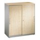 C+P Akten-Sideboard Asisto mit Schiebetüren und Einlegeböden Front Ahorn Korpus Weißaluminium 435 mm-1