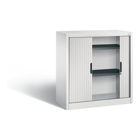C+P Akten-Sideboard Omnispace mit Rollladen, 2 Ordnerhöhen, H1030xB1000xT420mm Front Lichtgrau Korpus Lichtgrau