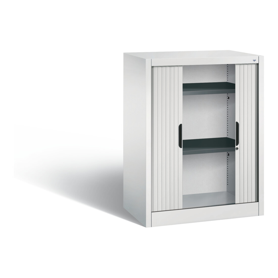 C+P Akten-Sideboard Omnispace mit Rollladen, 2 Ordnerhöhen, H1030xB800xT420mm Front Lichtgrau Korpus Lichtgrau