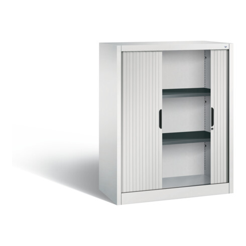 C+P Akten-Sideboard Omnispace mit Rollladen, 3 Ordnerhöhen, H1230xB1000xT420mm Front Lichtgrau Korpus Lichtgrau