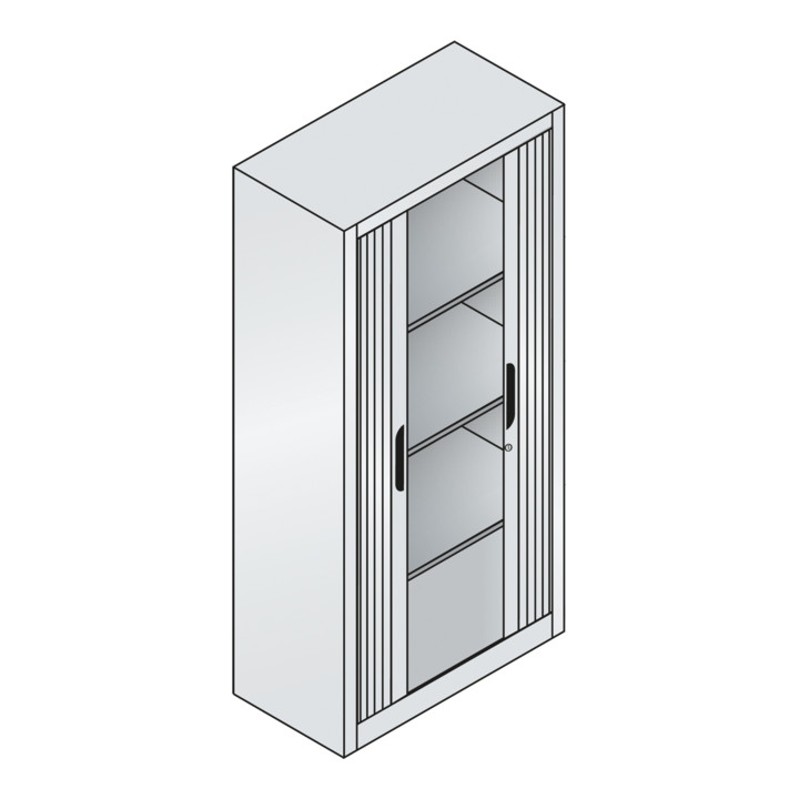 C+P Akten-Sideboard Omnispace mit Rollladen, 4 Ordnerhöhen, H1660xB800xT420mm Front Lichtgrau Korpus Lichtgrau