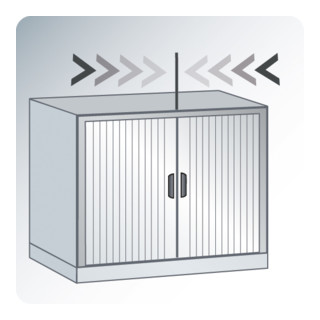 C+P Akten-Sideboard Omnispace mit Rollladen und Einlegeböden Lichtgrau 420 mm