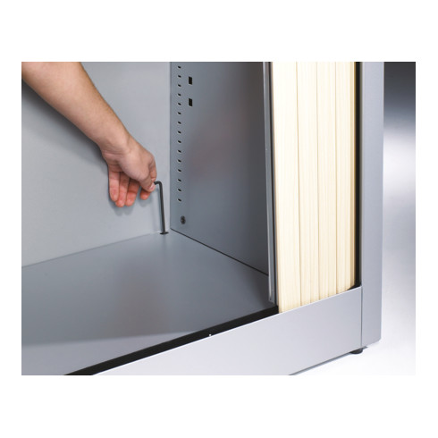 C+P Akten-Sideboard Omnispace mit Rollladen, 4 Ordnerhöhen, H1660xB800xT420mm Front Lichtgrau Korpus Lichtgrau