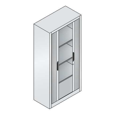 C+P Akten-Sideboard Omnispace mit Rollladen, 4 Ordnerhöhen, H1660xB800xT420mm Front Lichtgrau Korpus Lichtgrau