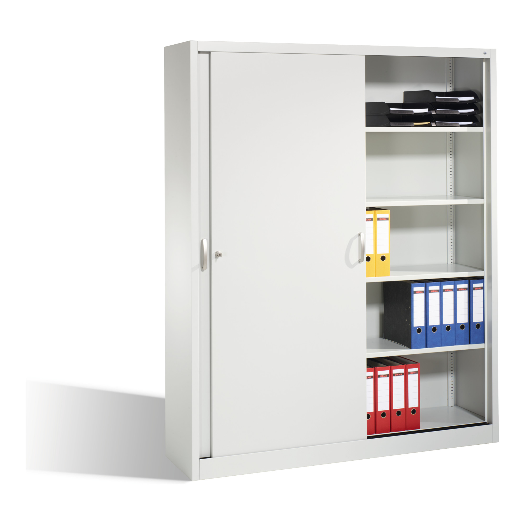 C+P Aktenschrank Acurado mit Schiebetüren, 2 x 5 Ordnerhöhen, H1950xB1600xT400mm Front Lichtgrau Korpus Lichtgrau ; C + P Möbelsysteme