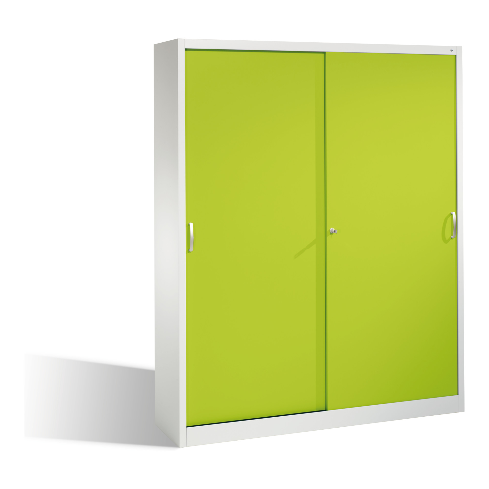 C+P Aktenschrank Acurado mit Schiebetüren, 2 x 5 Ordnerhöhen, H1950xB1600xT400mm Front Viridingrün Korpus Lichtgrau ; C + P Möbelsysteme