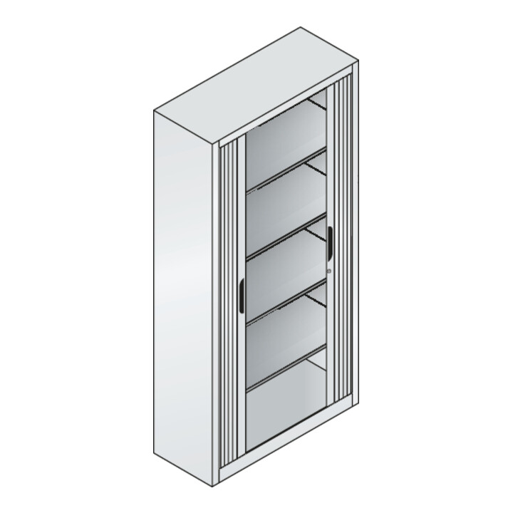 C+P Aktenschrank Omnispace mit Rollladen, 5 Ordnerhöhen, H1980xB1000xT420mm Front Lichtgrau Korpus Lichtgrau