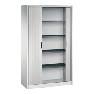 C+P Aktenschrank Omnispace mit Rollladen und 5 Ordnerhöhen Front Lichtgrau Korpus Lichtgrau