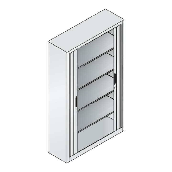 C+P Aktenschrank Omnispace mit Rollladen, 5 Ordnerhöhen, H1980xB1200xT420mm Front Lichtgrau Korpus Lichtgrau