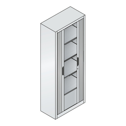 C+P Aktenschrank Omnispace mit Rollladen und 5 Ordnerhöhen Front Lichtgrau Korpus Lichtgrau