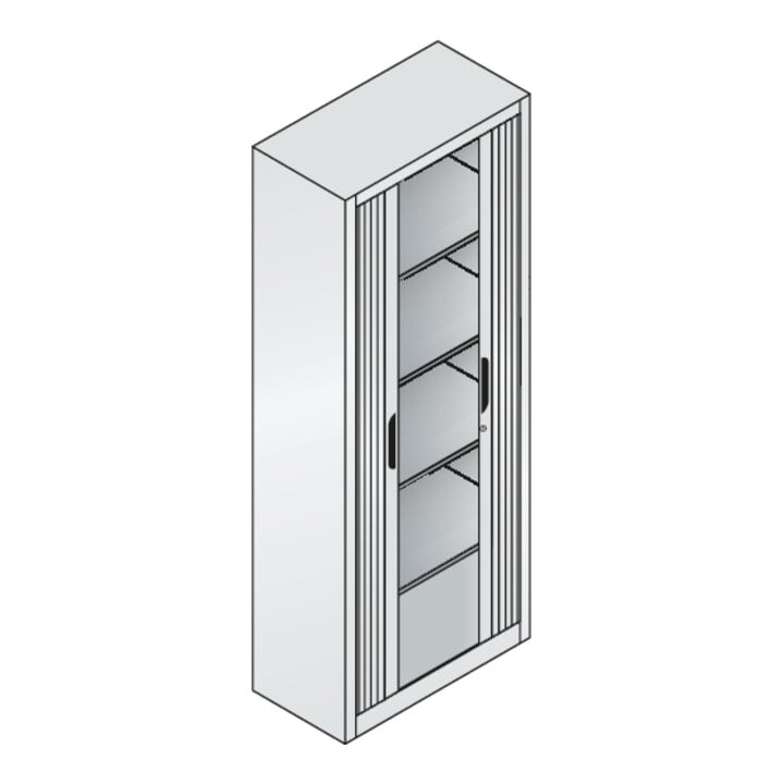 C+P Aktenschrank Omnispace mit Rollladen, 5 Ordnerhöhen, H1980xB800xT420mm Front Lichtgrau Korpus Lichtgrau