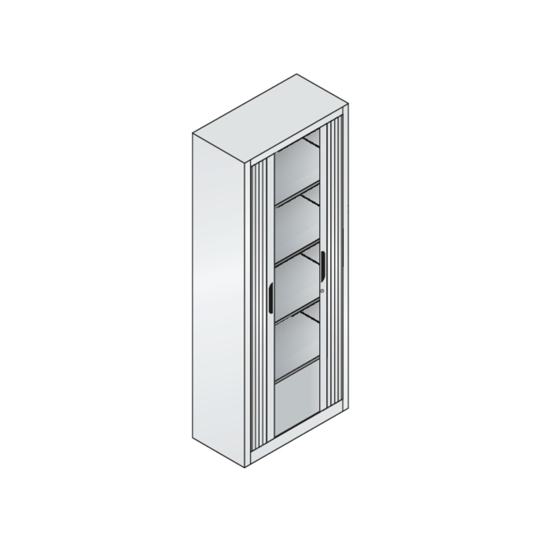 C+P Aktenschrank Omnispace mit Rollladen und 5 Ordnerhöhen Front Lichtgrau Korpus Lichtgrau