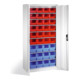 C+P Armoire à bacs de rangement 26 compartiments, H1980xL1000xP420mm Gris clair façade et corps-1