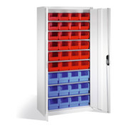 C+P Armoire à bacs de rangement 26 compartiments, H1980xL1000xP420mm Gris clair façade et corps
