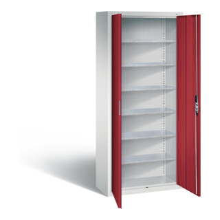 C+P Armoire à bacs de rangement 6 niveaux H1690xL700xP300mm Rouge rubis Corps gris clair