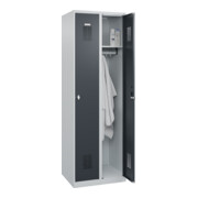 C+P Armoire à casiers Basis PLUS, 2 compartiments, 1850x600x500mm, 7035/7016