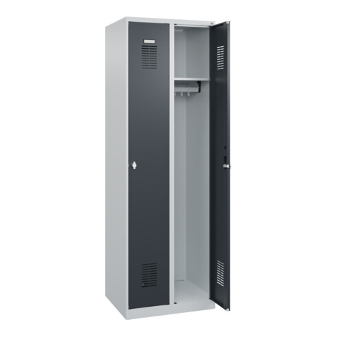 C+P Armoire à casiers Basis PLUS, 2 compartiments, 1850x600x500mm, 7035/7016