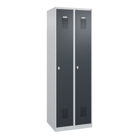 C+P Armoire à casiers Basis PLUS, 2 compartiments, 1850x600x500mm, 7035/7016