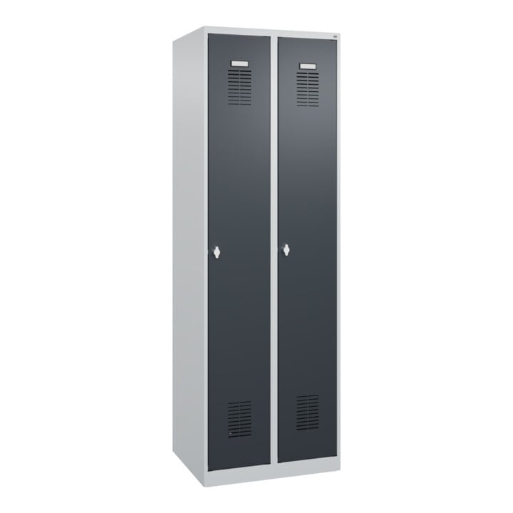 C+P Armoire à casiers Basis PLUS, 2 compartiments, 1850x600x500mm, 7035/7016